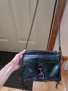 Rebecca Minkoff Purple/Green  Leather Mini Crossbody with Dark Gunmetal Hardware